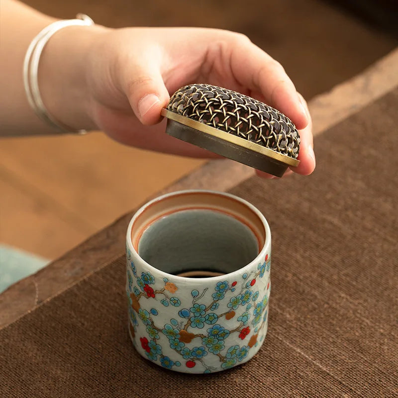 Retro Ru Kiln Ceramic Incense Burner Small Household Indoor Tea Ceremony Incense, Agarwood and Sandalwood Aroma Diffuser Tools