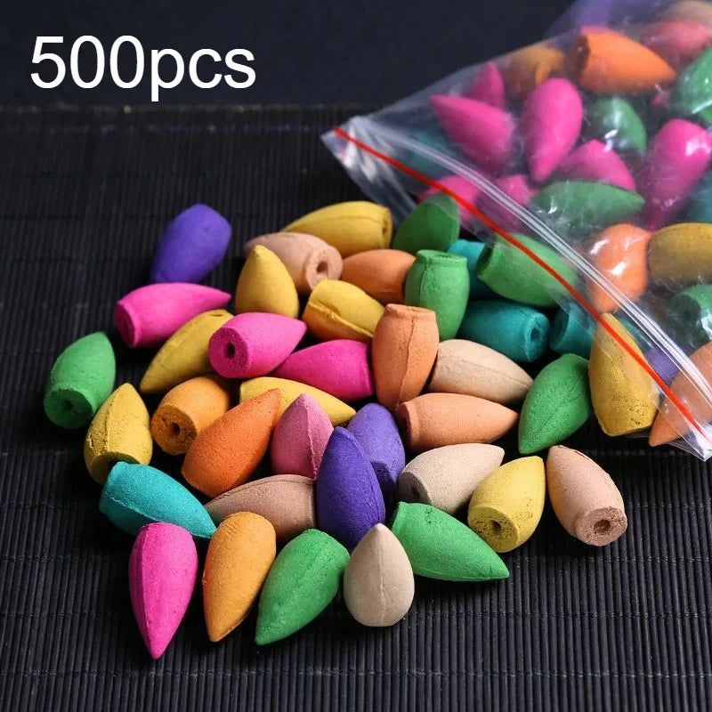 30/60/100pcs Colorful Aromatherapy Incense Cones for Waterfall Incense Burner Holder Smoke Falls for Viewing Relaxation Yoga
