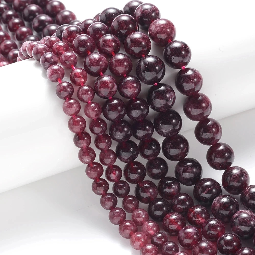Dark Red Natural Garnet Lapis Lazuli Amethysts Stone Bead 4-12mm Round Loose Bead for Jewelry Making DIY Bracelet Handmade Craft