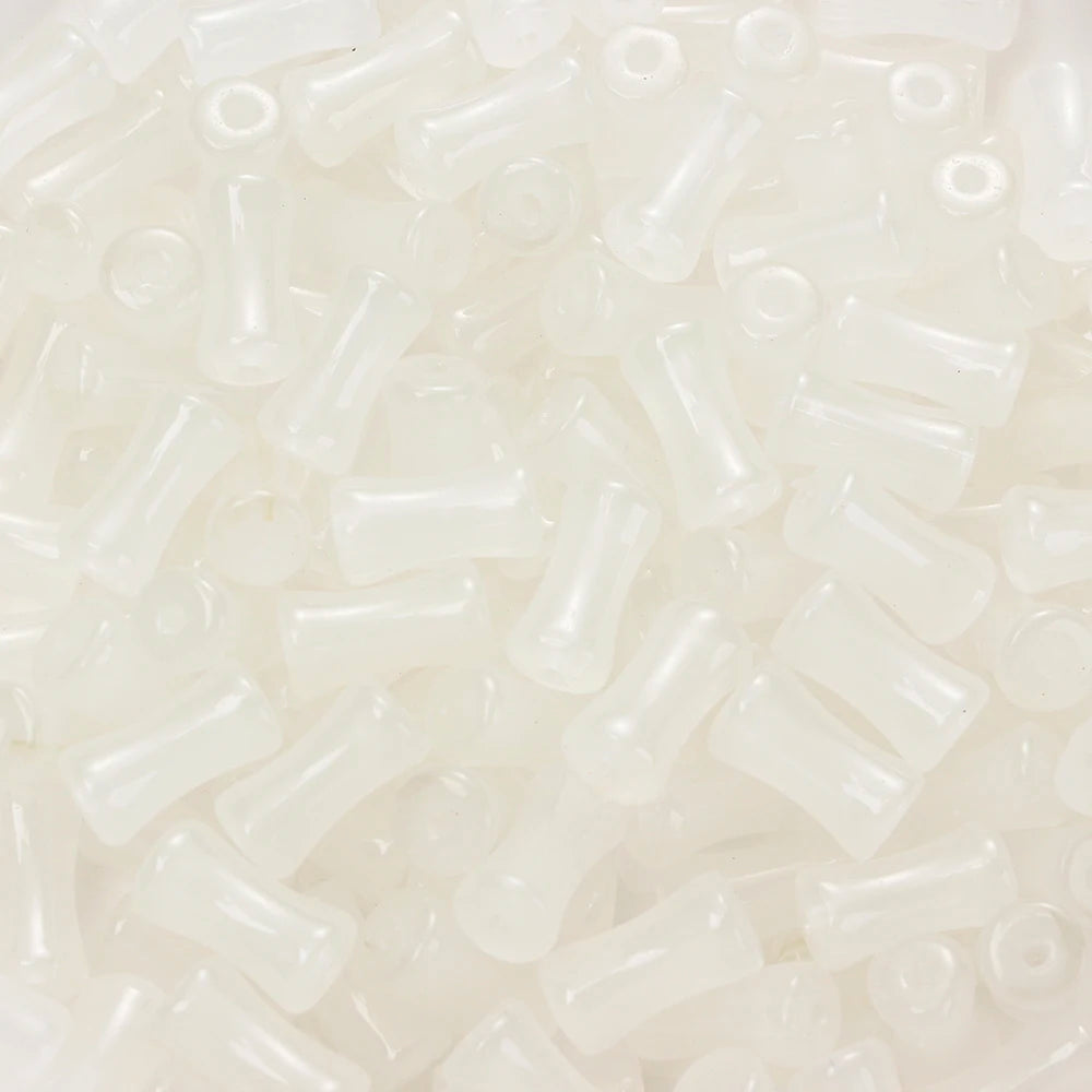 50pcs 12x6mm Mixed Color Glass Beads Columnar Tubular Loose Beads Bamboo-shaped Spacer Beads for DIY Jewelry Making Bracelets