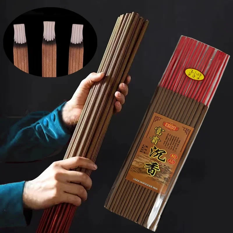 48cm Natural Agarwood Bamboo Stick Incense Home Temple/Buddhist Hall/Soothing Purification/Meditation Aromatherapy Joss Stick
