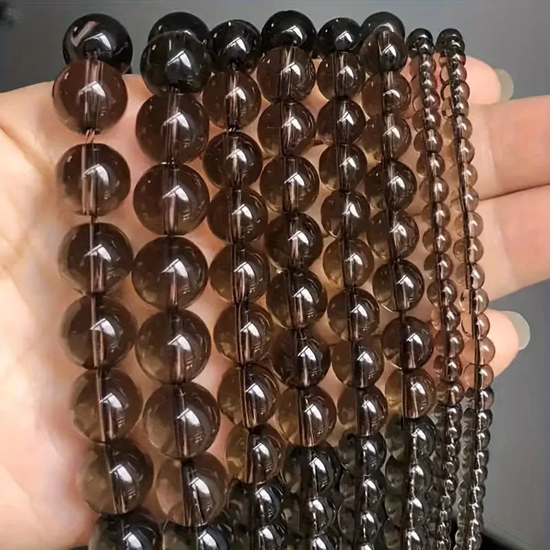 Natural Smoky Quartzs Crystal Stone Beads Round Loose Beads For Jewelry Making DIY Bracelet Necklace 15'' Strands 4/6/8/10/12mm