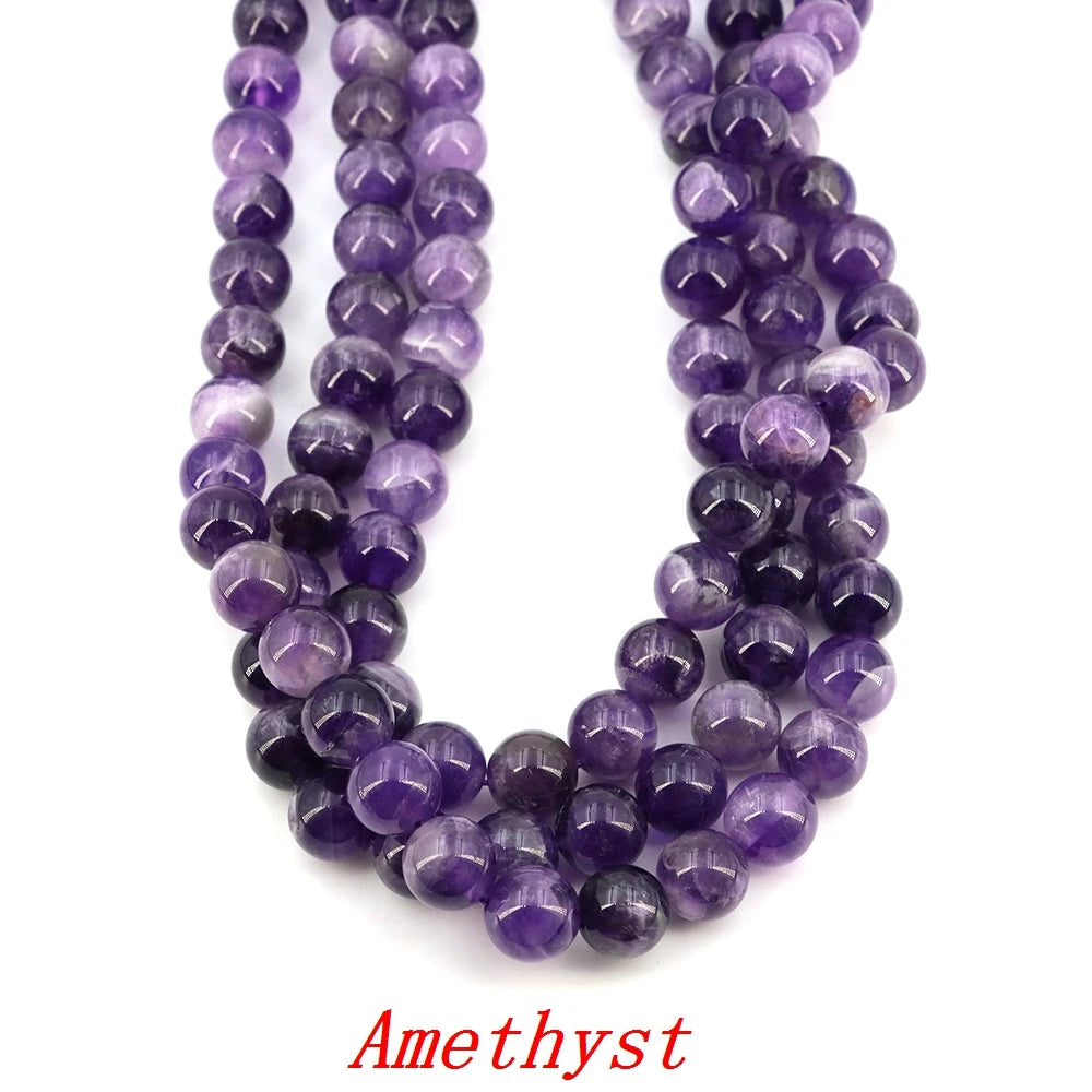 4/6/8/10MM Natural Stone Beads Blue Tiger Eye Crystals Amethyst Rose Quartz Gemstone Bead for Jewelry Making Bracelet Necklaces