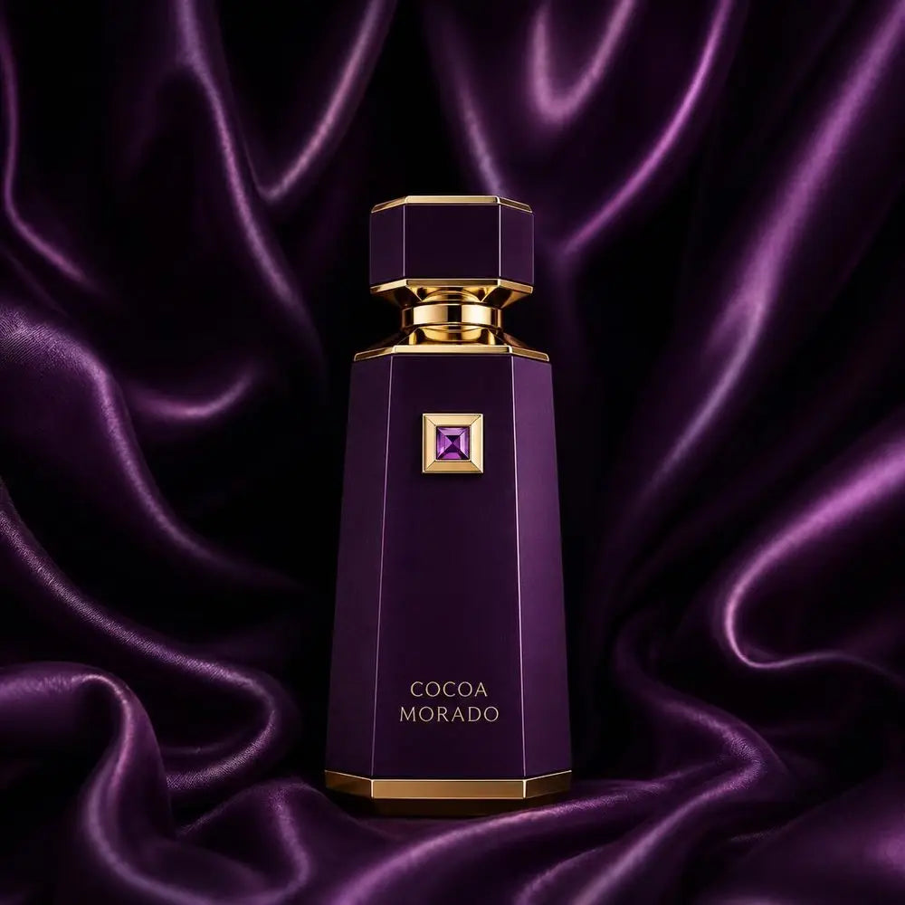 French Avenue Cocoa Morado Eau De Parfum 100ml 3.4oz Unisex Perfume Long Lasting Saffron Cinnamon Oud Cocoa Vanilla Leather Oriental Woody Gourmand Fragrance Luxury Purple Gold Gift Cologne For Men Women