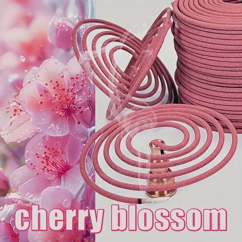 Sakura-Flavored High-Quality Classic Spiral Incense, 6.3cm Diameter Pure Handmade Incense, Traditional Craftsmanship, Natural and Rich Fragrance, Long-Lasting Scent, Portable Packaging, Convenient for Carrying, Suitable for Home and Outdoor Use