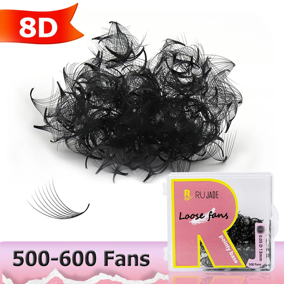 500Fans Loose Fan Lashes Eyelash Extension 5D 6D 8D 10D 20D 30D Pointy Base Premade Medium Stem Sharp Thin Russian Volume Lashes