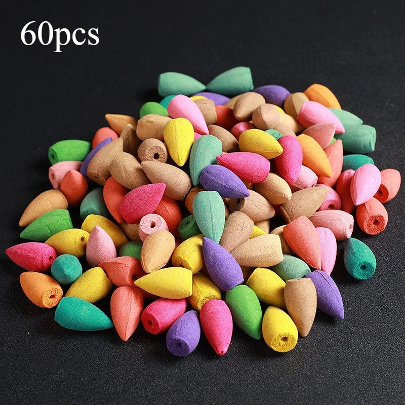 30/60pcs Waterfall Backflow Incense Cones for Incense Burner Holder Lavender Sandalwood Mix Scent Yoga Meditation Home Fragrance