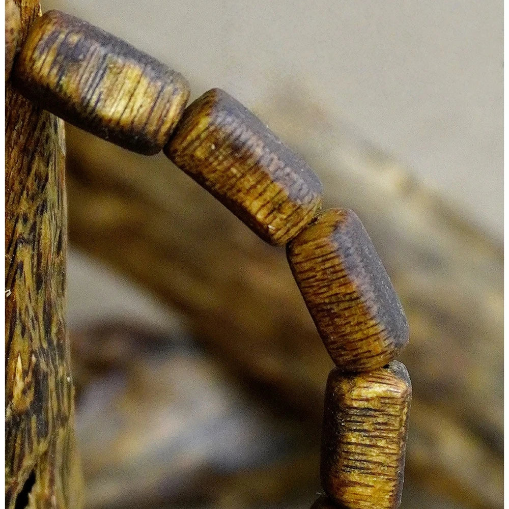Authentic Kyara Agarwood Bracelet, Free-Form, Scarred Pattern