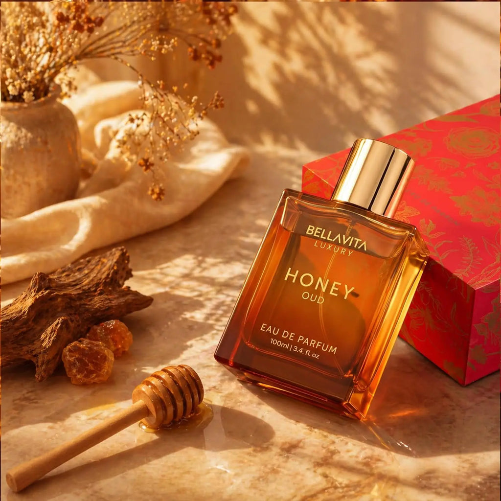 Bella Vita Honey Oud Unisex Eau De Parfum 100ml 3.4oz Warm Sweet Honey Agarwood Oriental Woody Perfume Amber Square Bottle Long Lasting Fragrance Gift for Men Women