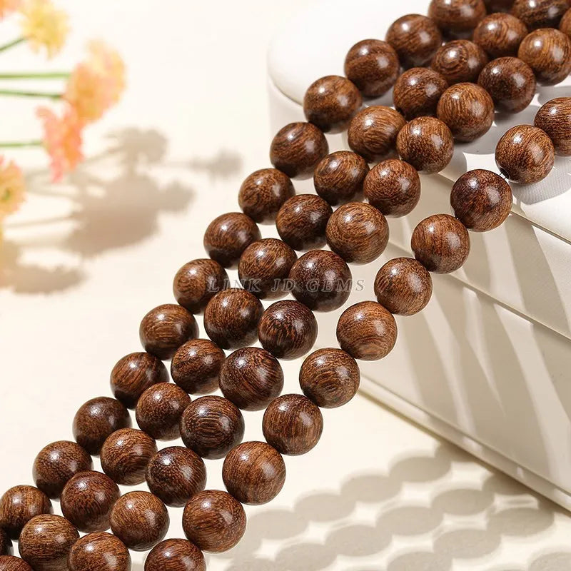 Natural Wood Bead Gold Silk Sandalwood Round Buddha Bead 6 8 10mm Pick Size For Jewelry Making Diy Necklace Bracelet Accessory