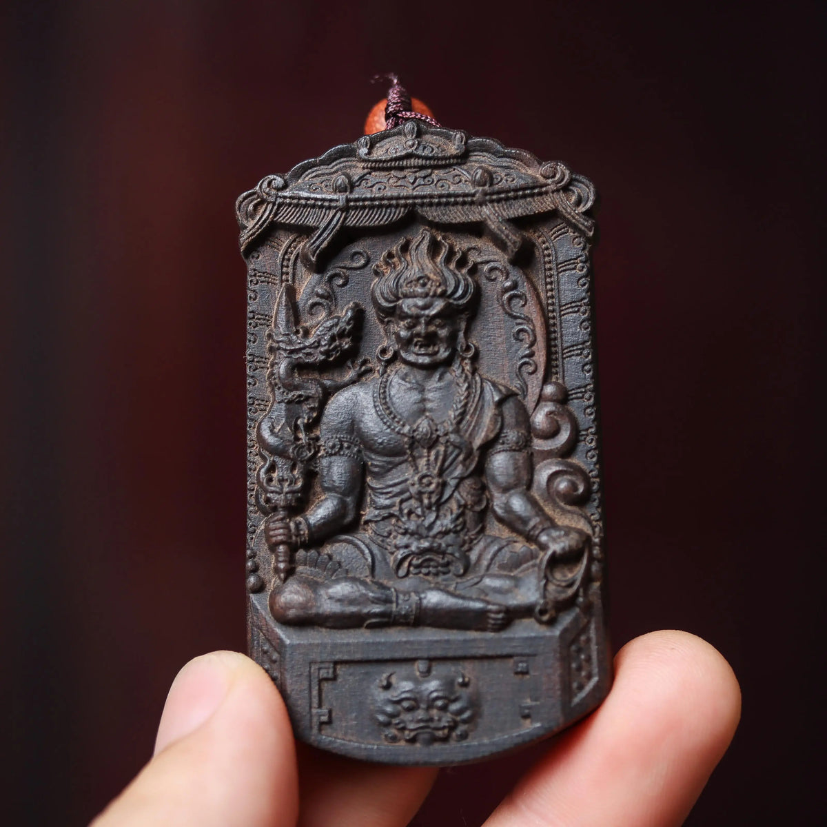 Wooden Zodiac Buddha Pendant Vintage Style
