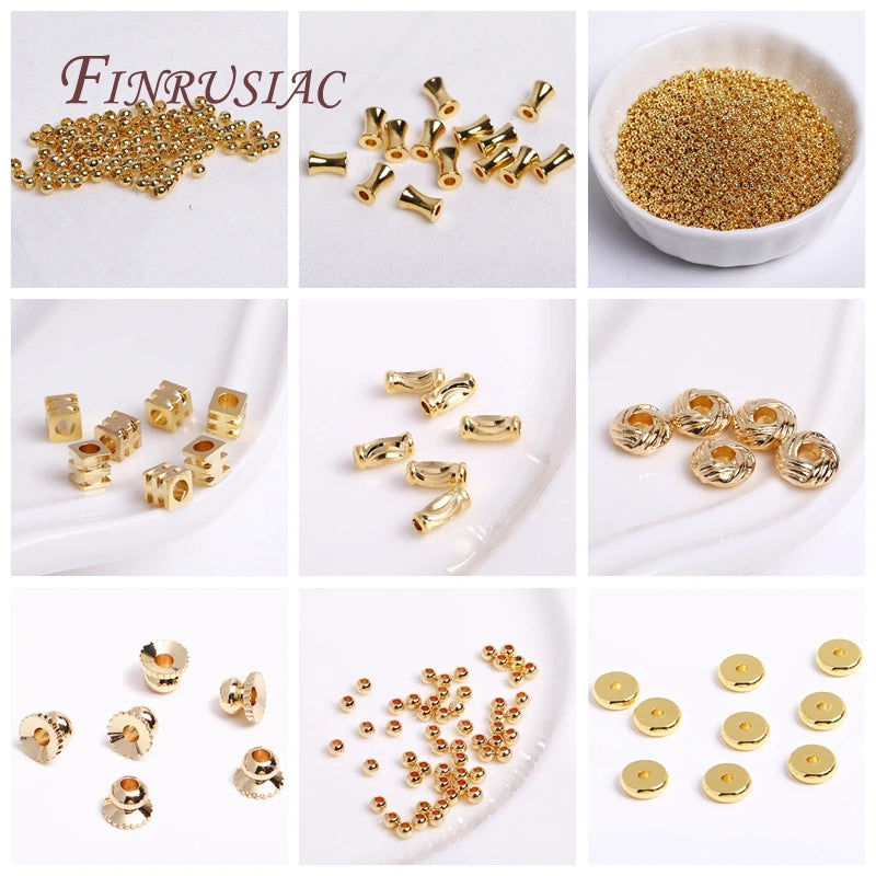 18K Gold Plated Spacer Beads 2-6mm Round DIY Jewelry