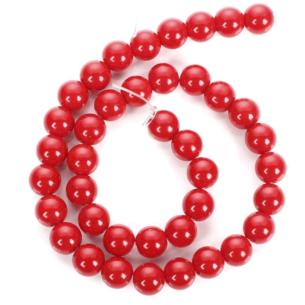 Red Coral Jades Beads 10mm Round Loose Spacer for DIY Jewelry