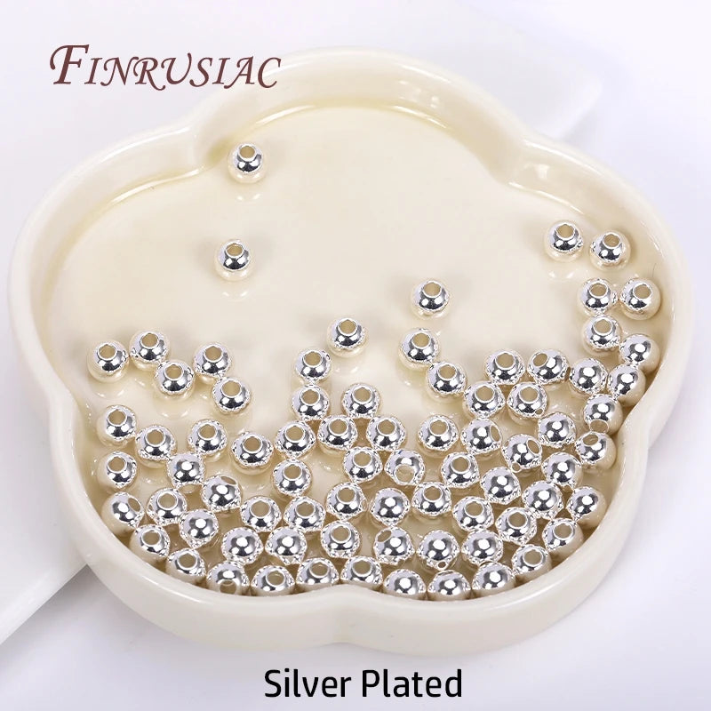 18K Gold Plated Spacer Beads 2-6mm Round DIY Jewelry