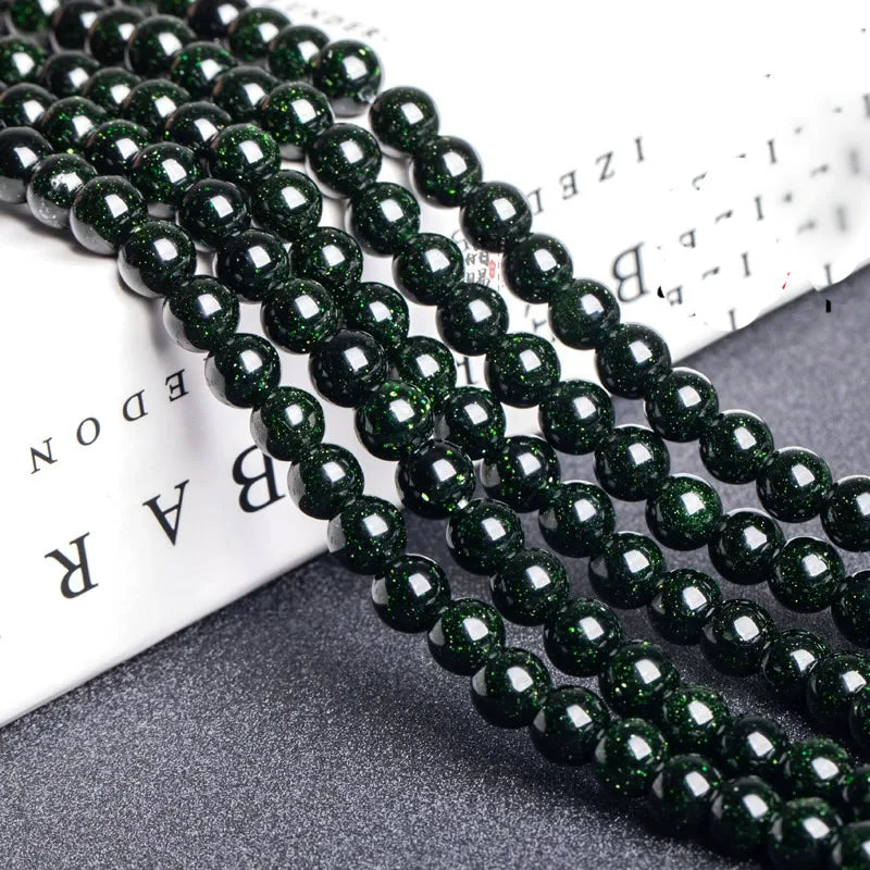 Making Natural Blue Green Golden Sandstone Round Loose Beads 4 6 8 10 12 MM Pick Size For DIY Necklace Bracelet Jewelry Make