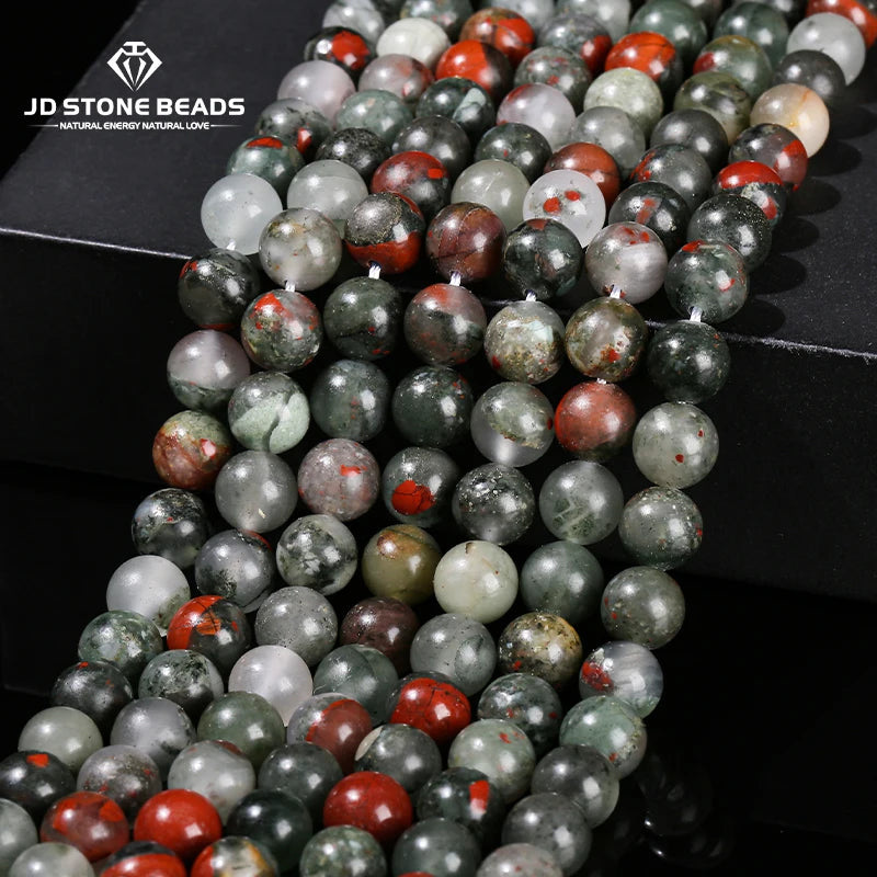 Natural Dragon Bloodstone Bead Round Loose Spacer 4 6 8 10 12mm Seed Beads For Jewelry Making Diy Necklace Bracelet Accessory