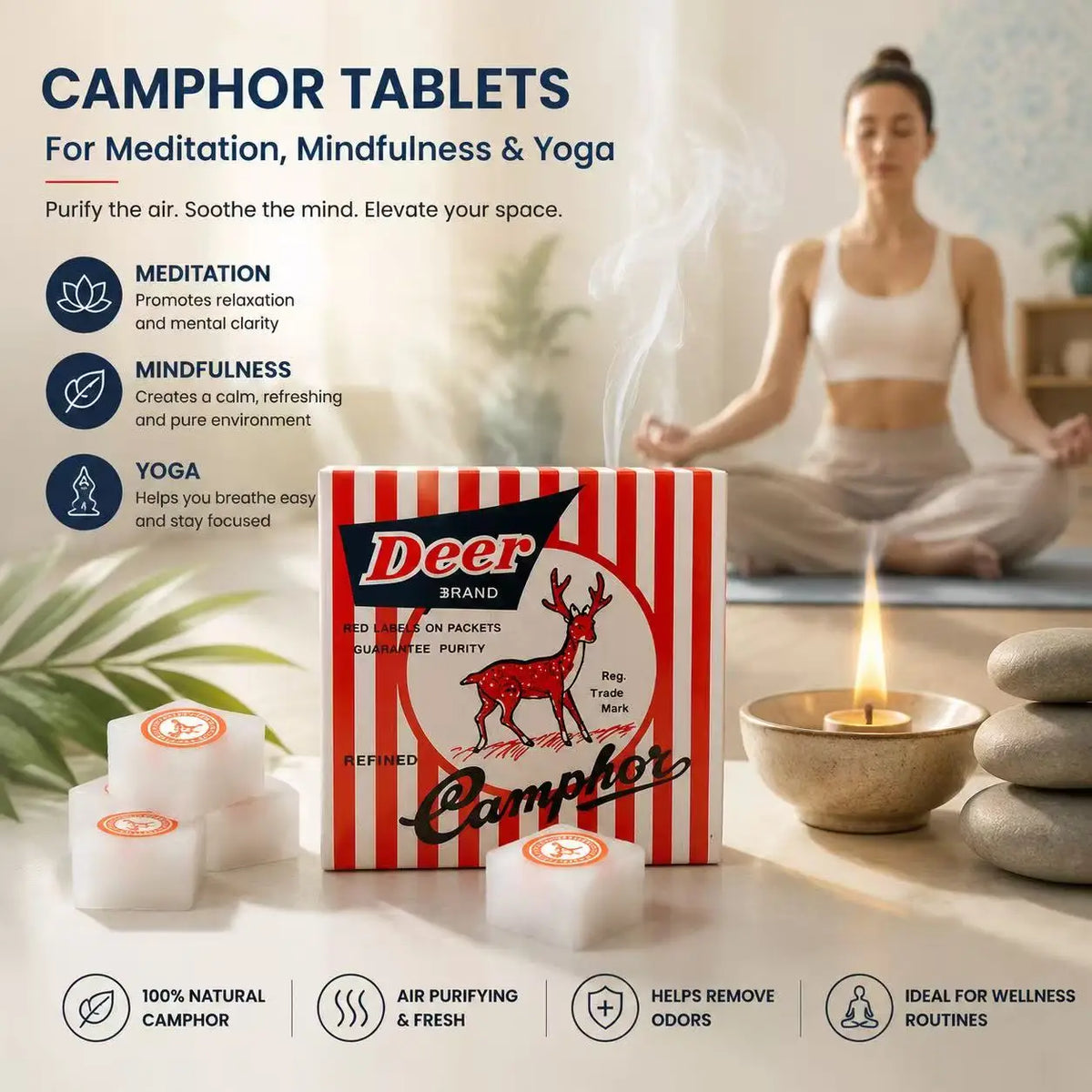 Natural Refined Camphor Blocks Tablets for Puja & Aromatherapy,Alcanfor en Bloques, Alcanfor en Bolitas, Kapoor for Pooja