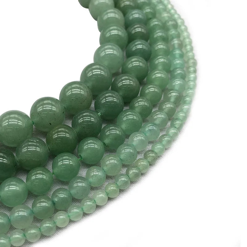 Natural Stone Green Aventurine Round Loose Beads 15" Strand 4 6 8 10 12 MM Pick Size For Jewelry Making