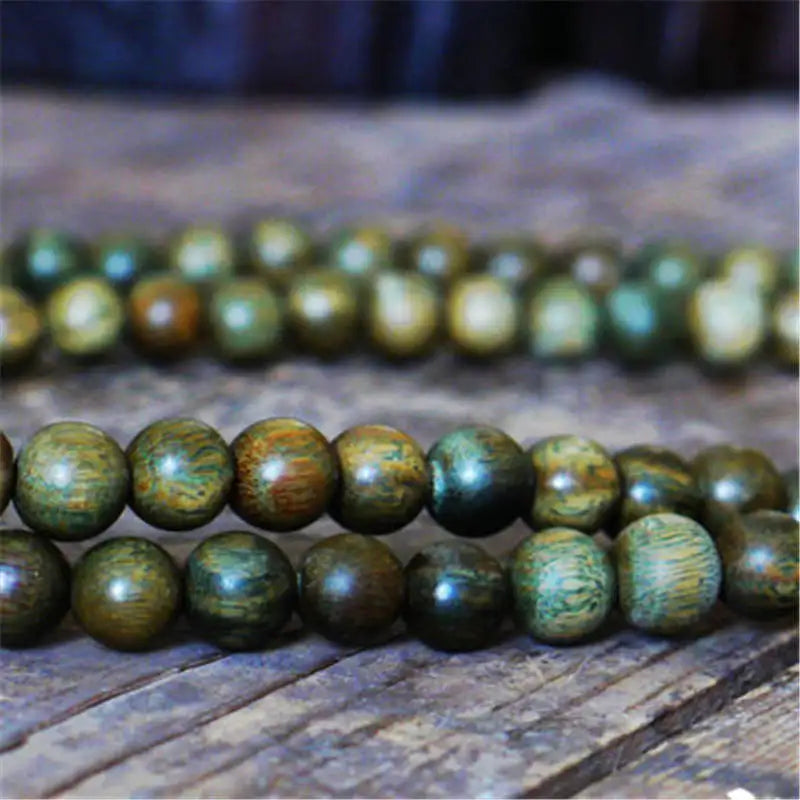 8mm Natural Green Sandalwood Mala Bracelet 108 Beads