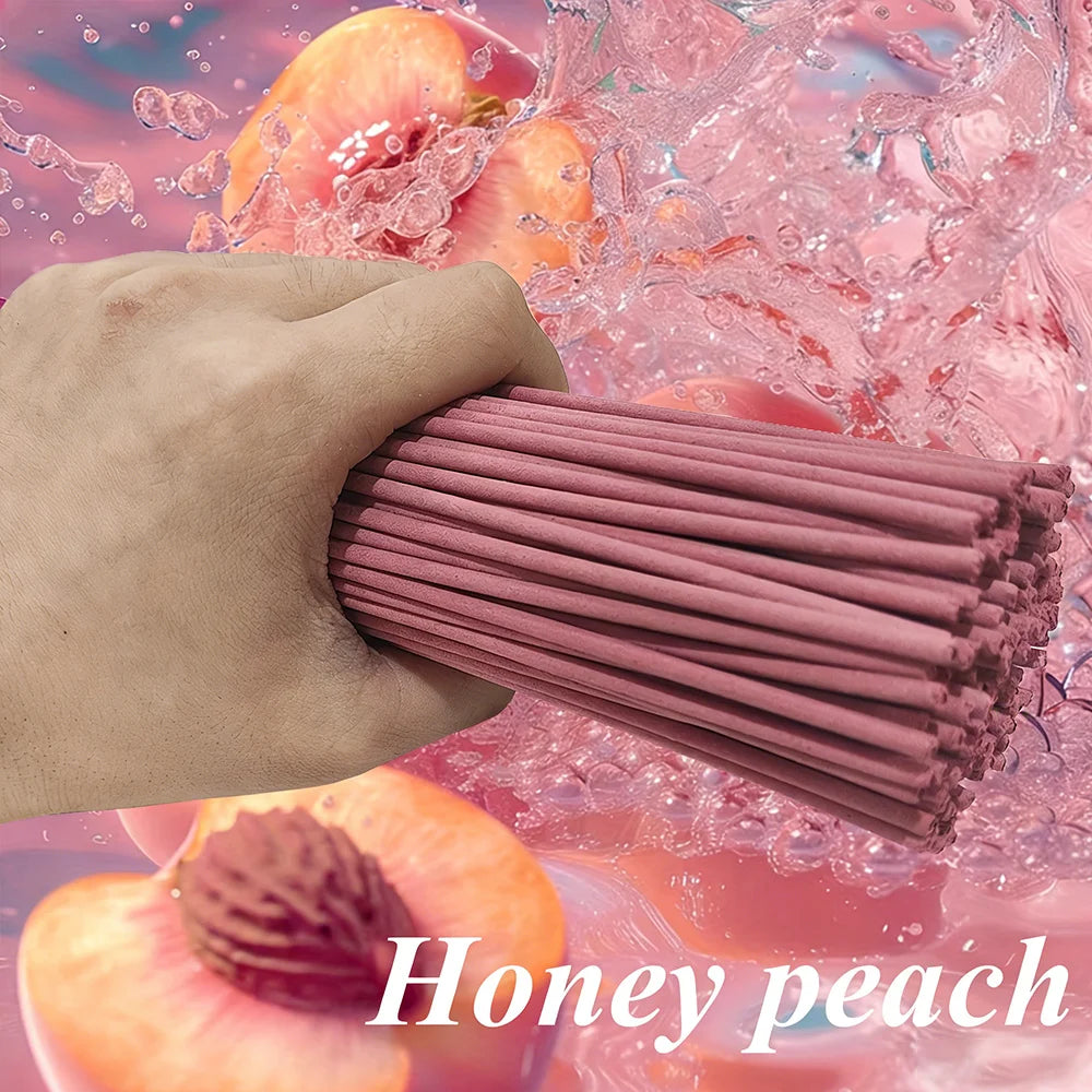 Best-Selling Peach-Scented Aromatherapy Stick - 22.0cm Long Bamboo Incense Sticks, Long-Lasting Fragrance, Suitable for Home Decoration, Yoga, Meditation, and Festivals (June Festival, Mother's Day, Father's Day)