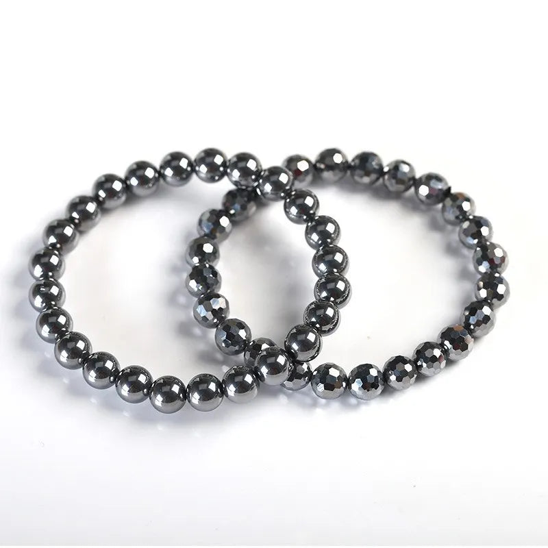 JD AAA Natural Black Shine Terahertz Round Beads Stone Beads Bracelet Women 6/8/10mm Men Jewelry Health Wristband Gift