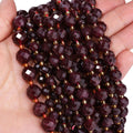 6 8 10mm Faceted Round Beads Natural Garnet Stone Beads for Jewelry Making Diy Bracelet Necklace Accessories 7.5inch