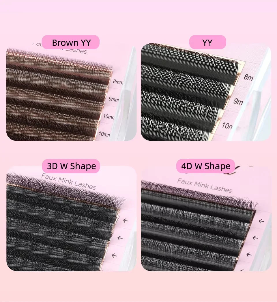 AGUUD 4D W Shape False Eyelashes Natural Volume Fans