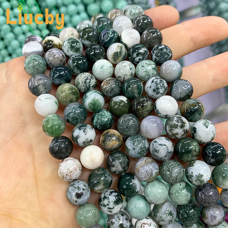 Natural White Tree Patterned Agate Beads 10mm 36pcs