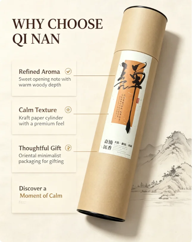 Zen Qinan Agarwood Incense Sticks Natural Low Smoke Aroma Stick Meditation Yoga Home Fragrance Eco Kraft Cylinder Pack