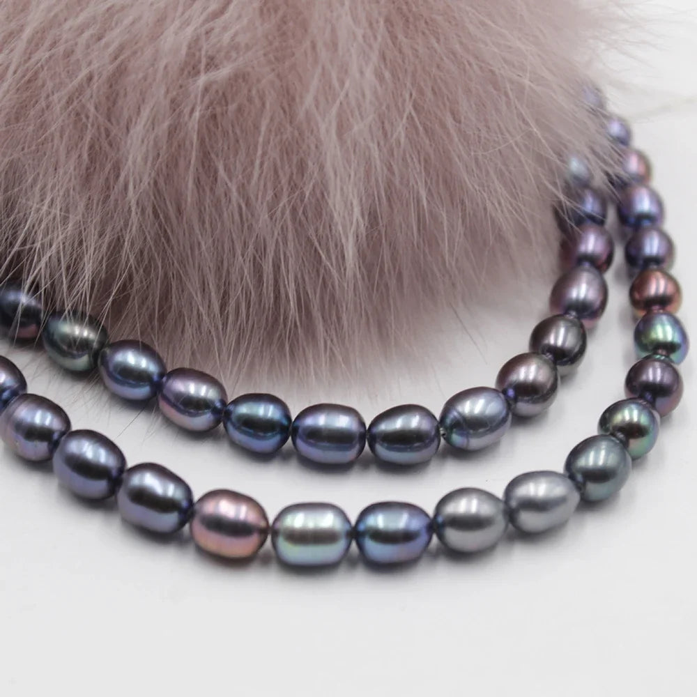 7-9mm 4A Natural Freshwater Black High Quality Pearl Premium Bead Fine Gift Women Jewelry Make DIY Necklace Bracelet Accessories