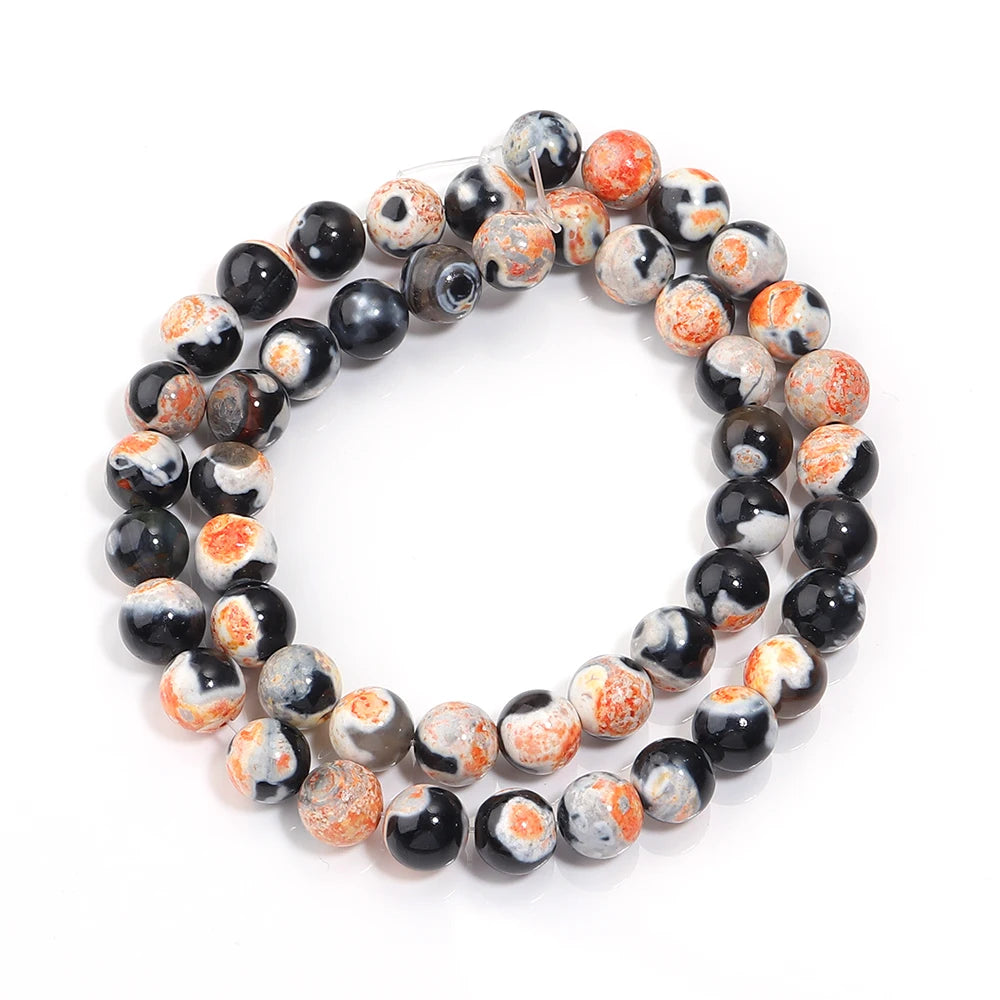 6 8 10mm Natural Stone Orange Fire Agate Beads Round Loose Spacer Beads For Jewelry Making DIY Bracelets Necklace Accessories