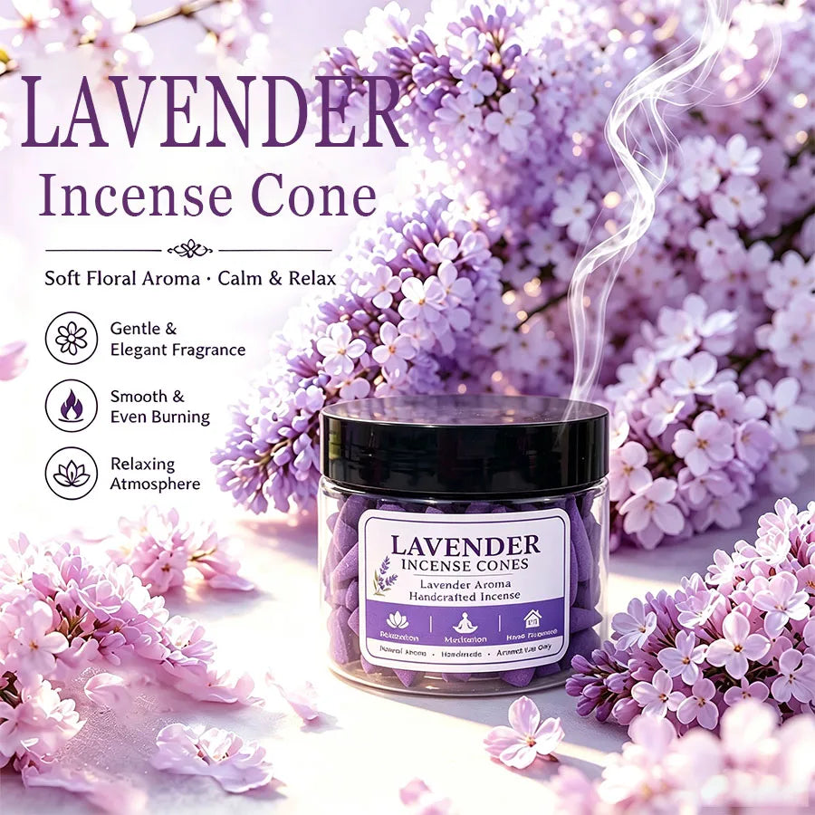 37/143 Pieces of Exquisite Canned Lavender Incense Cones, Naturally Handmade, Long-Lasting Slow-Burning, Mild and Sweet Scent, Freshens the Air, Comfortable Home Fragrance, Yoga Meditation, Indoor and Outdoor Use, Gift.