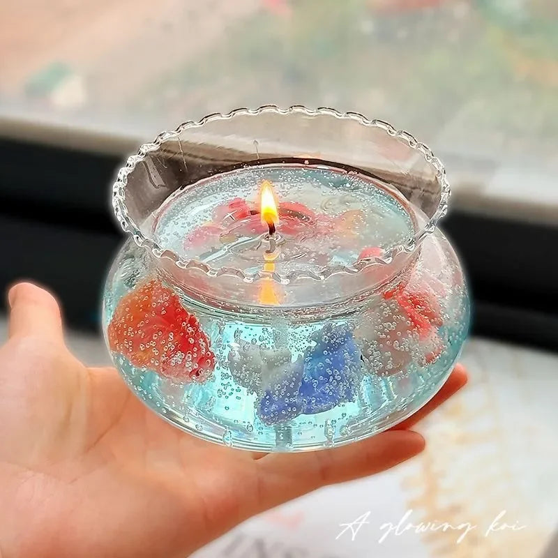 New Goldfish Bubble Jelly Candle Aesthetic Aquarium-Themed Soy Wax Candle Unique Graduation Gift for Girls Creative Desk Decor