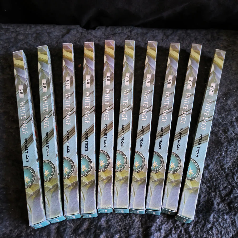 GR Natrual 10 Small Boxes Indian White Sage Incense Sticks Sandalwood OUDH Authentic Buddhism Supplies Bulk Sale Stick Incense