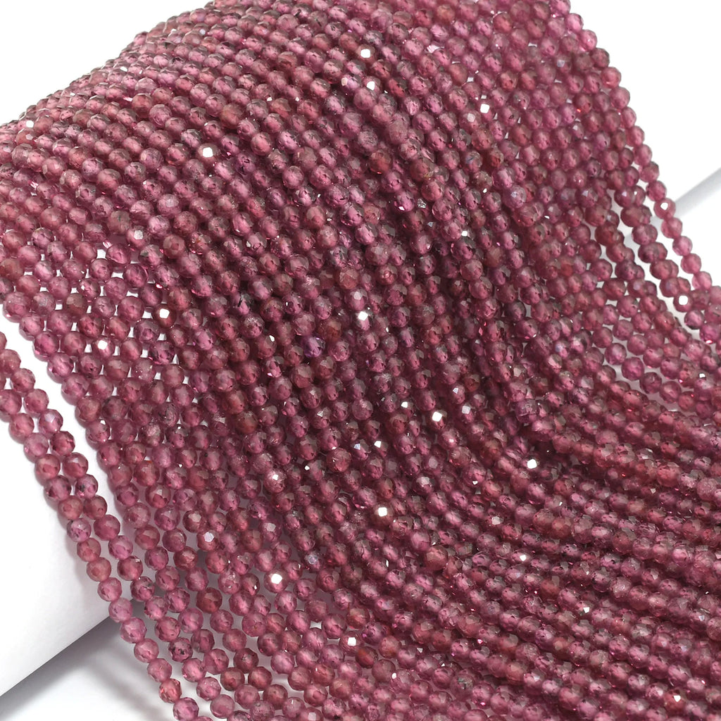 Natural Ceylon Pink-Purple Garnet Faceted Round Beads 3mm-3.2mm