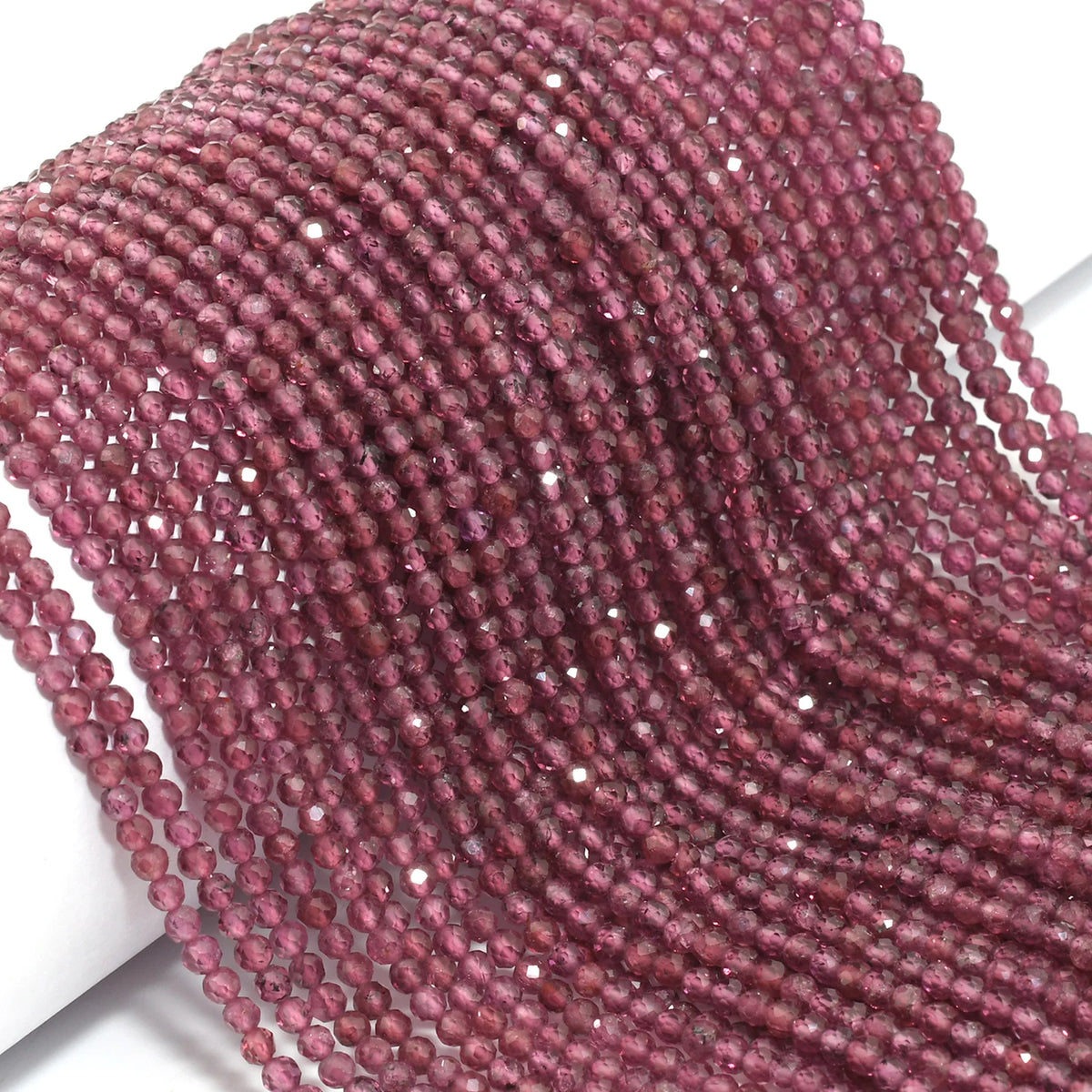 Natural Ceylon Pink-Purple Garnet Faceted Round Beads 3mm-3.2mm