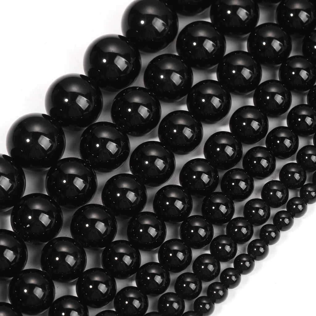 Black Obsidian Beads 4-18mm Round Stone Beads for Jewelry Making