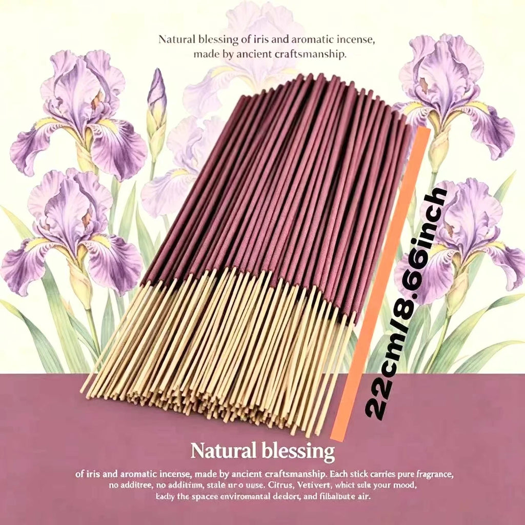 22cm Iris Flower Incense Sticks with Long-Lasting Fragrance, Suitable for Home Bedrooms, Study Rooms, Living Rooms, Tea Rooms, and Reception Rooms, to Purify the Air and Relax the Mind