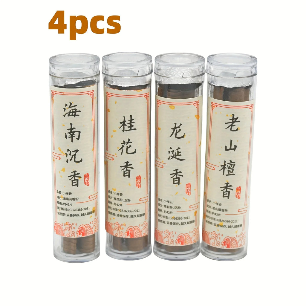 4 Sets of Pure Natural Non-Sticky Incense Sticks in Cloud Shapes, Including Sandalwood, Agarwood, Ambergris and Os