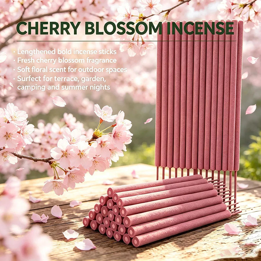 Upgraded Version of the Thick Incense Sticks—Long-Lasting, Richly Fragrant Lavender, Lemongrass, Sage, and Cherry Blossom, Perfect for Outdoor/Indoor Use, Yoga, and Meditation