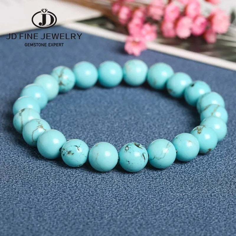 White Howlite Turquoise Bead Bracelet 18-19cm