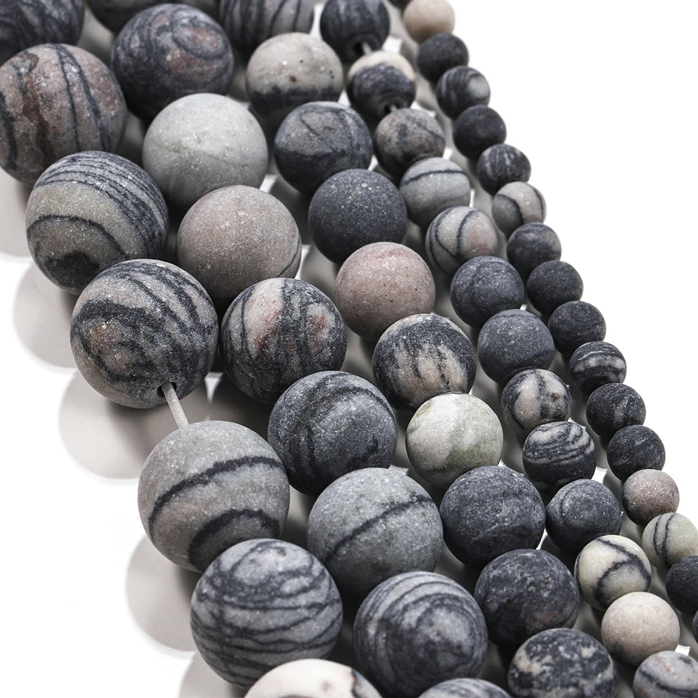 1strand Natural Stone Matte Coffee Stripe Agates Beads Natural Brown Loose Spacer Beads for jewelry making bracelet pick size