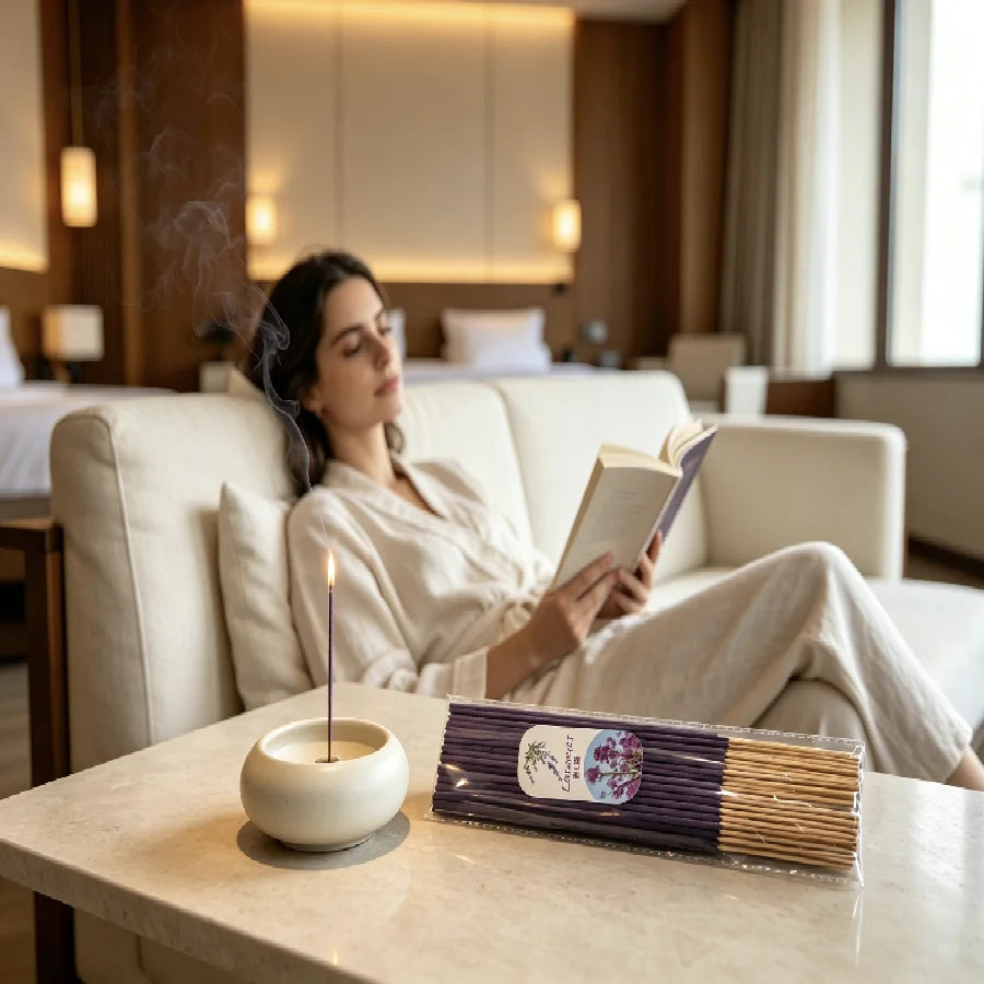 Lavender Incense Sticks, Natural Home Fragrance Sticks for Relaxing Reading Time, 22cm Long, Ideal for Living Room, Bedroom,
