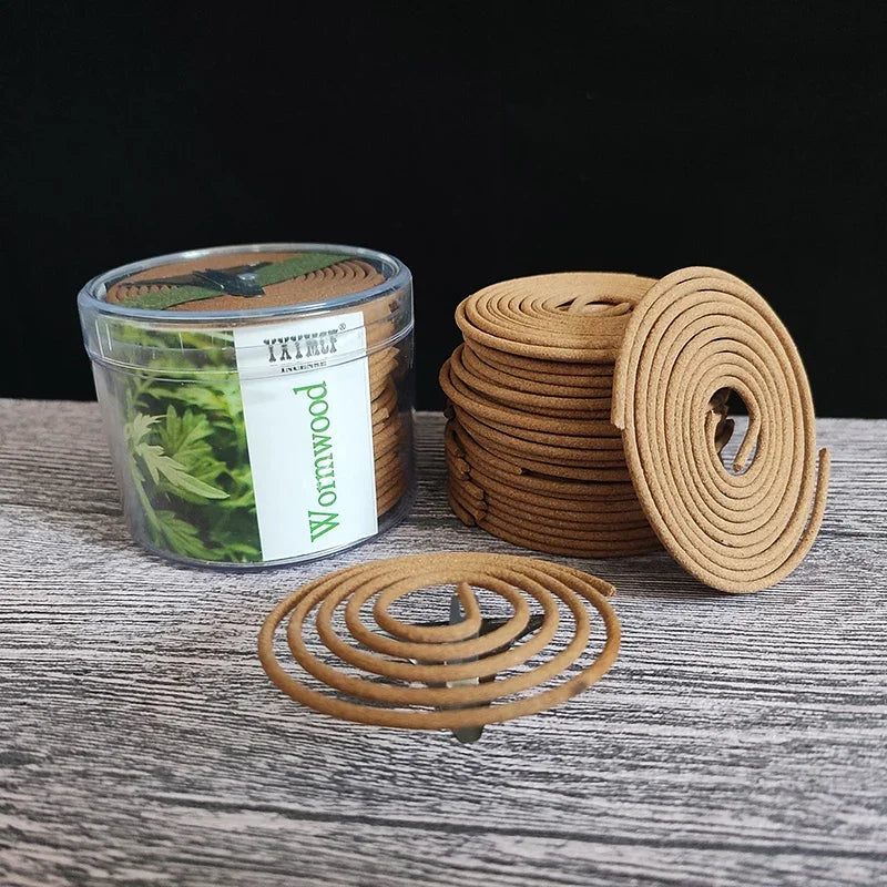 4 hours 48 singal rings Natural Sandalwood incense coils with incense with mini metal incense holder home Fragrance Indoors