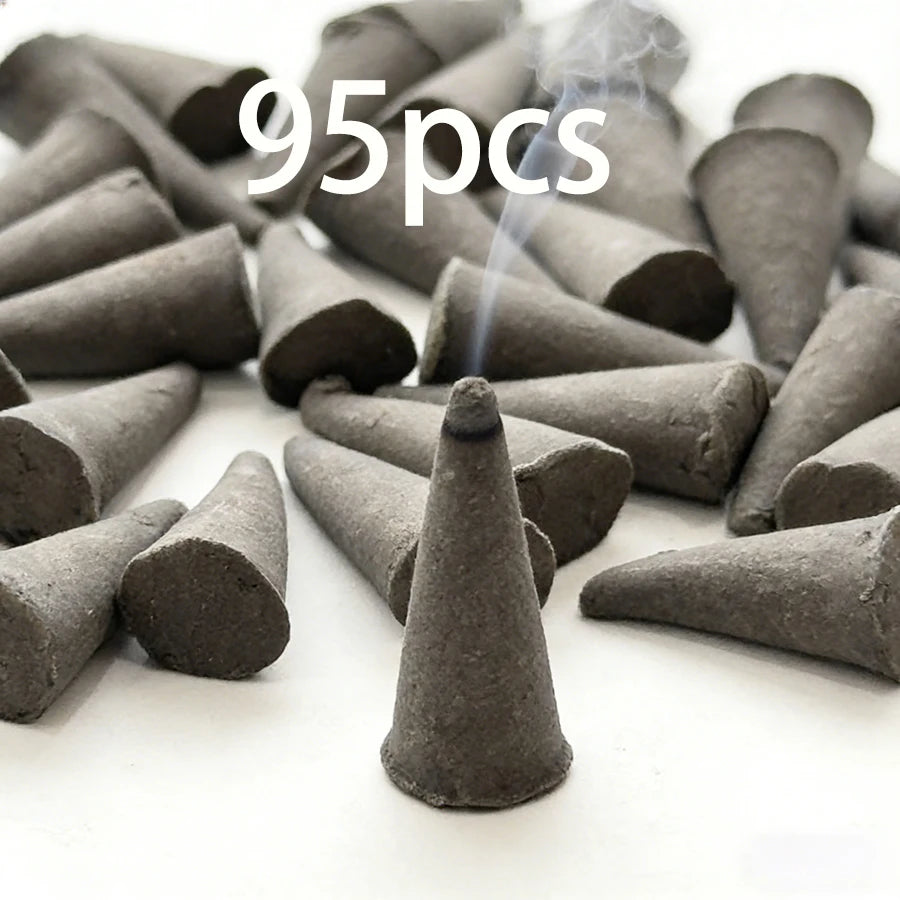 95pcs of Old Tree Agarwood Incense Cones, Remove Odours, Essential for Home, Office, Tea Room, Meditation and Yoga Aromatherapy