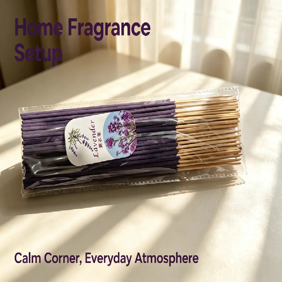 Lavender Incense Sticks, Natural Home Fragrance Sticks for Relaxing Reading Time, 22cm Long, Ideal for Living Room, Bedroom,
