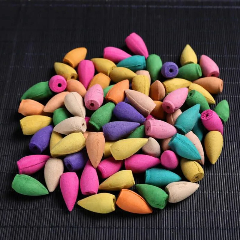 60PCS Backflow Incense Cones Mixed Scent Natural Air Freshener