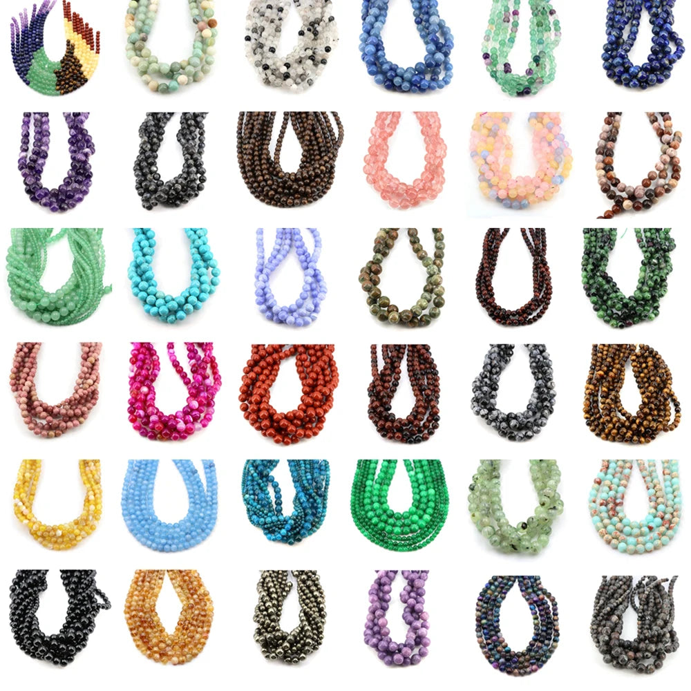 4/6/8/10MM Natural Stone Beads Blue Tiger Eye Crystals Amethyst Rose Quartz Gemstone Bead for Jewelry Making Bracelet Necklaces