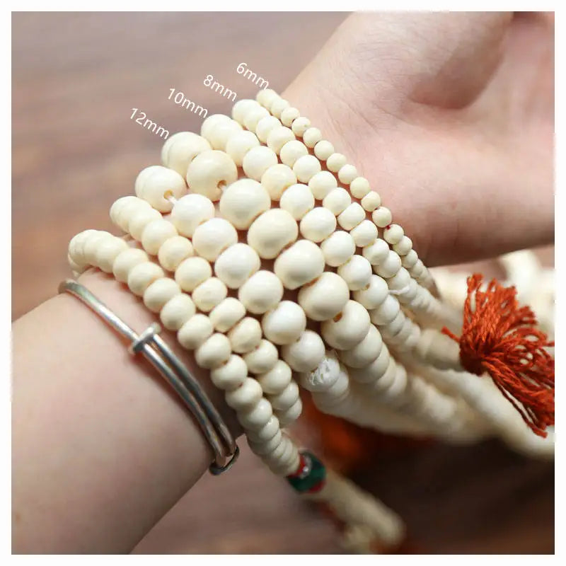 Tibetan 108 Bead Ox Bone Mala Rosary 10mm