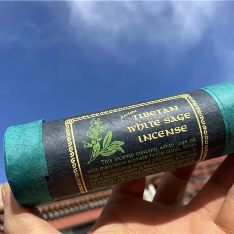 30PC Nepal Handmade Incense Sticks Ancient Tibetan Fragrance Colored Short Tube Thick Thread Incense Cedar Palo Santo White Sage